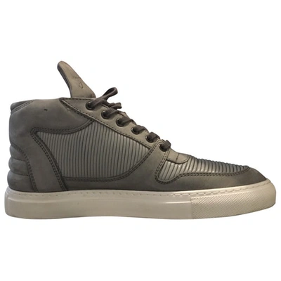 Pre-owned Filling Pieces Grey Leather Trainers