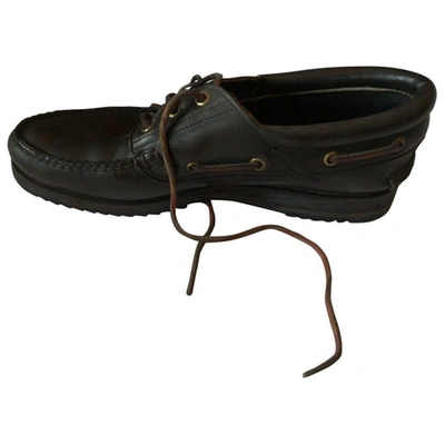 Pre-owned Timberland Leather Flats In Black