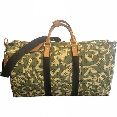 Pre-owned Louis Vuitton Keepall Green Cloth Bags
