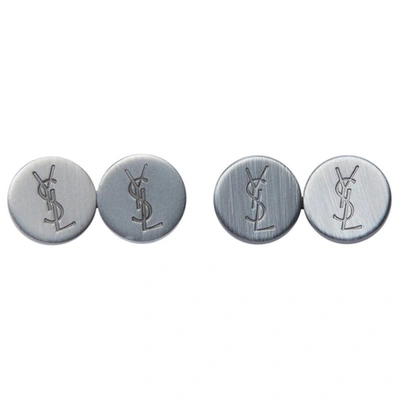 Pre-owned Saint Laurent Grey Metal Cufflinks