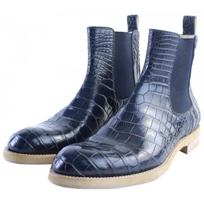 Pre-owned Louis Vuitton Navy Crocodile Boots