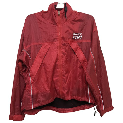 dkny red padded coat