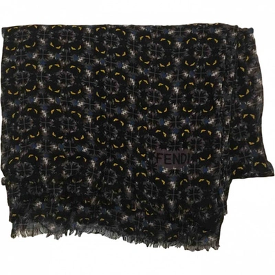 Pre-owned Fendi Wool Scarf & Pocket Square In Anthracite