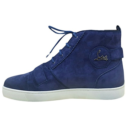 navy louboutin trainers