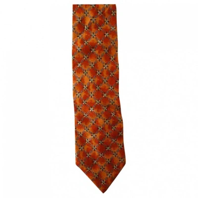 Pre-owned S.t. Dupont Silk Tie In Orange