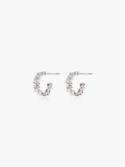 SUZANNE KALAN 18K WHITE GOLD DIAMOND HOOP EARRINGS,BAE301WG14457193