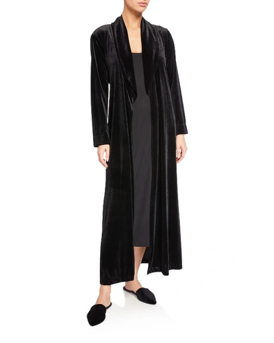 Natori Natalie Long Velvet Robe In Black