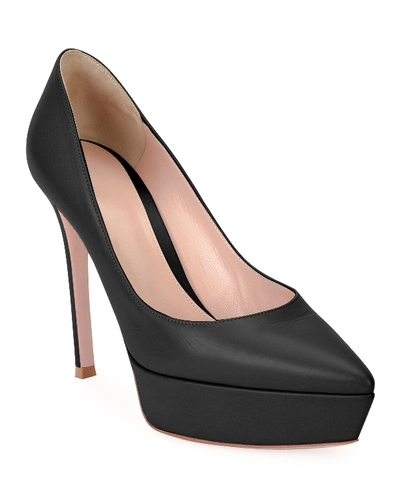 Gianvito Rossi Leather Platform Point-toe Pump In Black