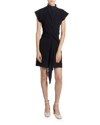 Nina Ricci Asymmetric Draped Front Dress In Black