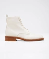 Vince Cabria Leather Combat Lace-up Booties In Off White