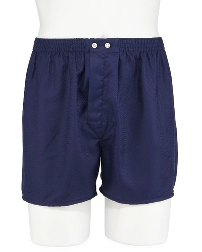Derek Rose Mens Navy Lombard Classic-fit Cotton Boxer Shorts In Blue