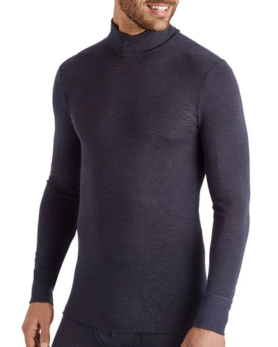 Hanro Men's Wool-silk Turtleneck T-shirt In Grey