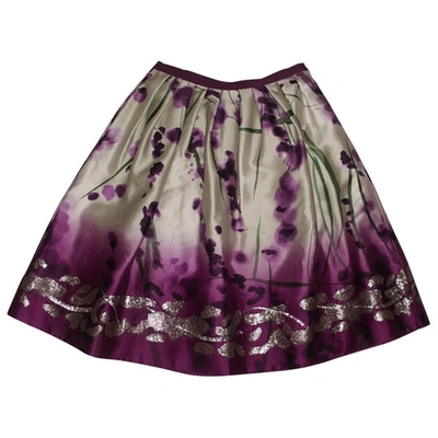 Pre-owned Oscar De La Renta Purple Silk Skirt