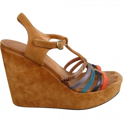 Pre-owned Chie Mihara Wedge Sandals In Brown
