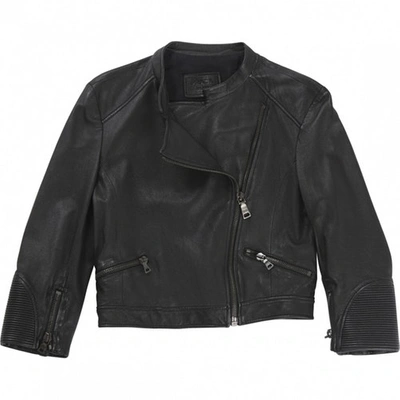 Pre-owned Prada Black Leather Biker Jacket