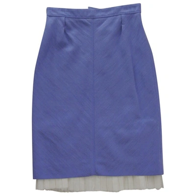 Pre-owned Louis Vuitton Blue Linen Skirt