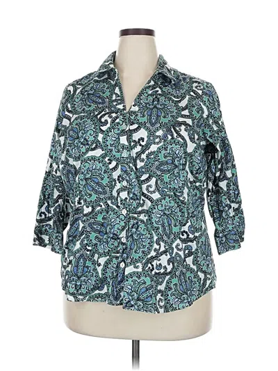 Pre-owned 212 Collection 3/4 Sleeve Button Down Shirt In Blue