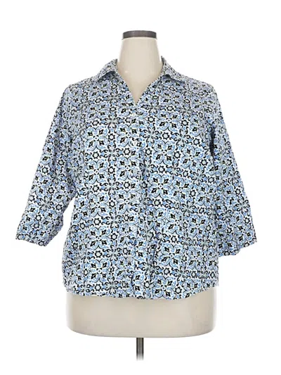 Pre-owned 212 Collection 3/4 Sleeve Button Down Shirt In Blue