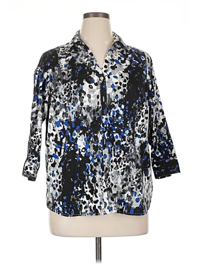 Pre-owned 212 Collection 3/4 Sleeve Button Down Shirt In Blue