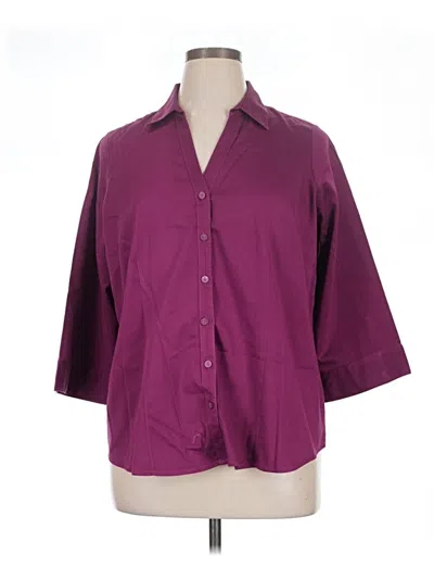 Pre-owned 212 Collection 3/4 Sleeve Button Down Shirt In Burgundy