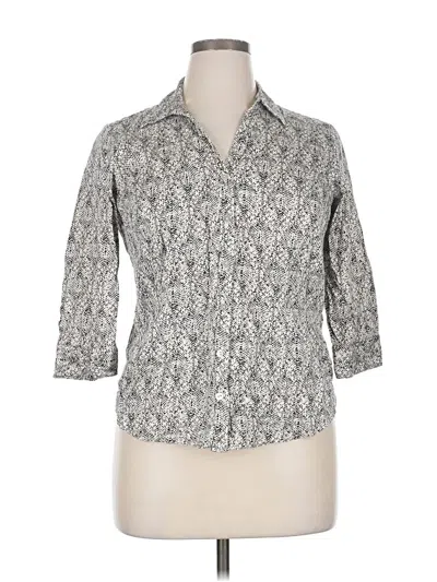 Pre-owned 212 Collection 3/4 Sleeve Button Down Shirt In Gray