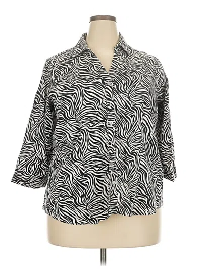 Pre-owned 212 Collection 3/4 Sleeve Button Down Shirt In Gray