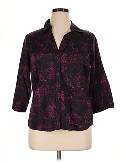 Pre-owned 212 Collection 3/4 Sleeve Button Down Shirt In Purple