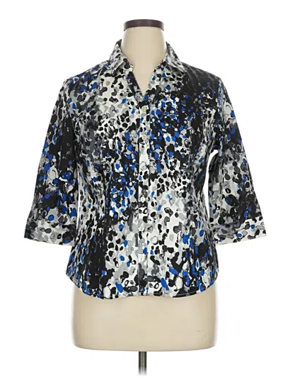 Pre-owned 212 Collection 3/4 Sleeve Button Down Shirt In Silver