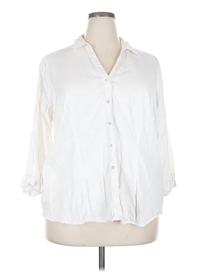 Pre-owned 212 Collection 3/4 Sleeve Button Down Shirt In White