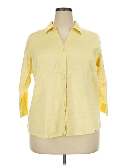 Pre-owned 212 Collection 3/4 Sleeve Button Down Shirt In Yellow