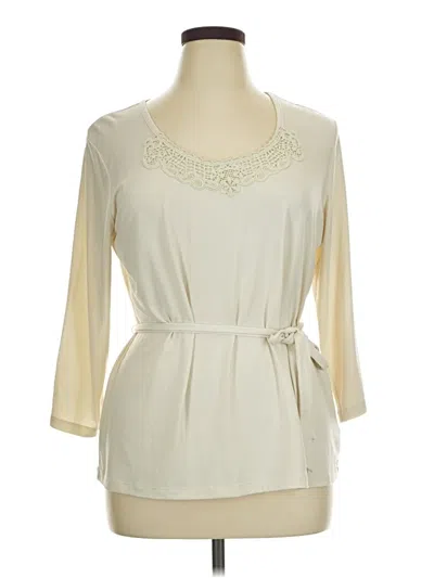 Pre-owned 212 Collection 3/4 Sleeve Top Ivory Keyhole Neckline Tops In White