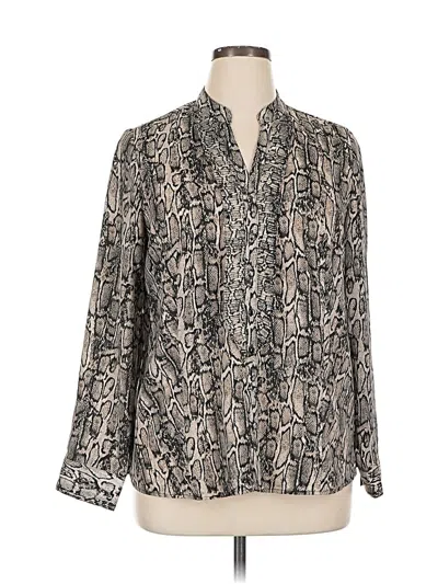Pre-owned 212 Collection Long Sleeve Blouse In Brown