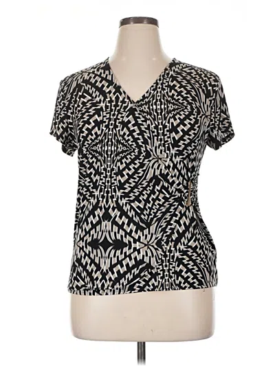 Pre-owned 212 Collection Short Sleeve Blouse In Black