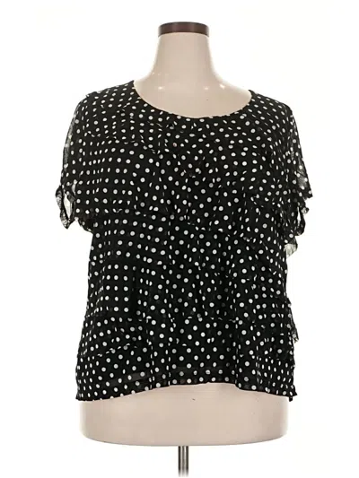 Pre-owned 212 Collection Short Sleeve Blouse In Black