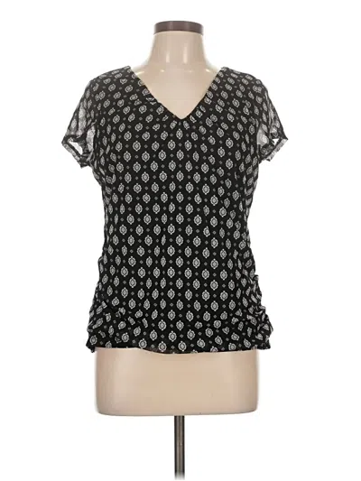 Pre-owned 212 Collection Short Sleeve Blouse In Black