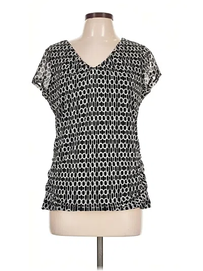 Pre-owned 212 Collection Short Sleeve Blouse In Black