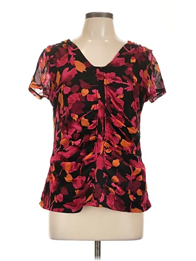 Pre-owned 212 Collection Short Sleeve Blouse In Burgundy