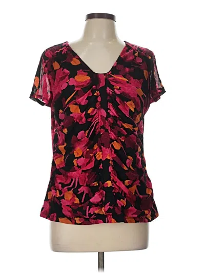 Pre-owned 212 Collection Short Sleeve Blouse In Burgundy