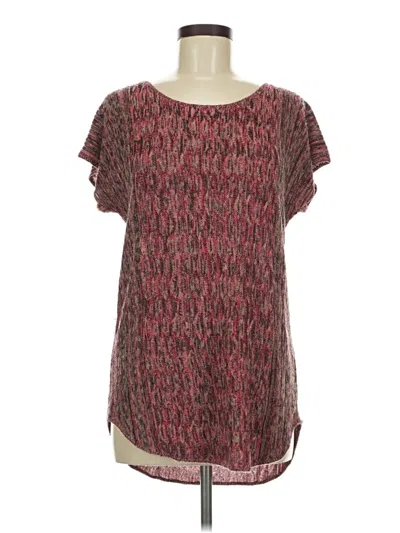 Pre-owned 212 Collection Short Sleeve Top Burgundy Square Neckline Tops
