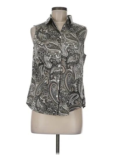Pre-owned 212 Collection Sleeveless Button Down Shirt In Gray