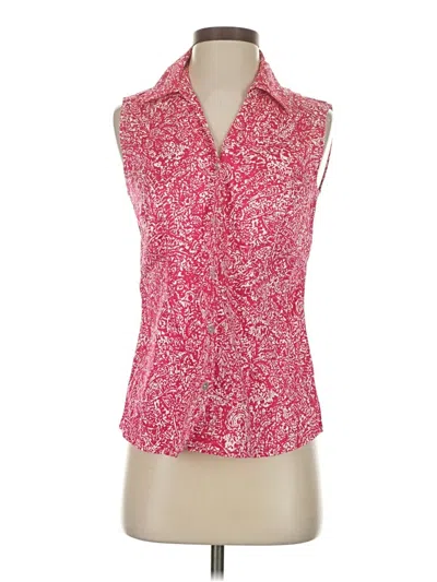 Pre-owned 212 Collection Sleeveless Button Down Shirt In Red