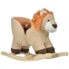 212 Main Qaba Baby Rocking Horse Lion With Sound Plush Stuffed Rocking Animals Wooden Rocking Horse With Seat