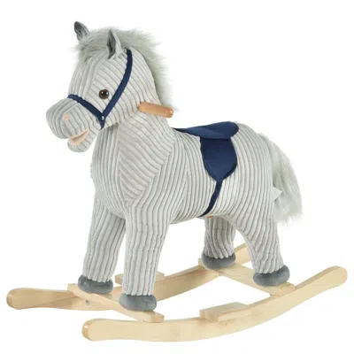 212 Main Qaba Kids Rocking Horse Plush Baby Ride-on Horse Toddler Rocker For 36-72 Months Boys Girls Gift Gra