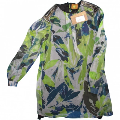 Pre-owned Matthew Williamson Green Leaf Print Silk Dress In Multicolour