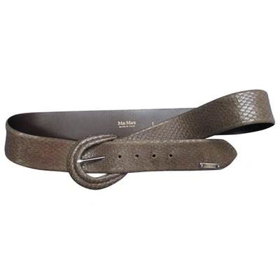 Pre-owned Max Mara Khaki Leather Belt
