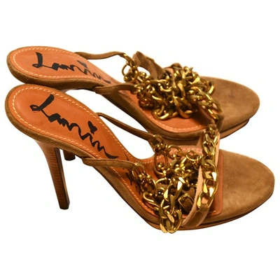 Pre-owned Lanvin Gold Suede Sandals