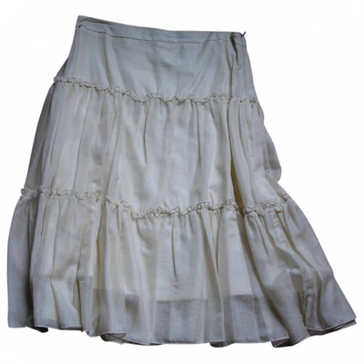 Pre-owned Tara Jarmon Ecru Silk Skirt