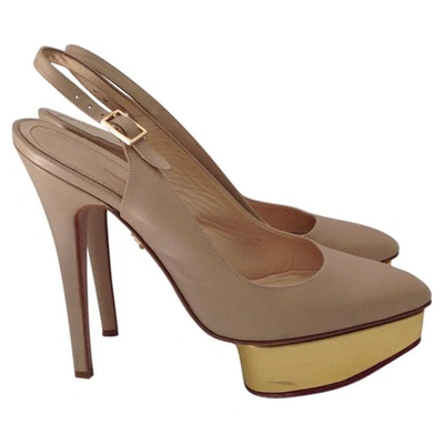 Pre-owned Charlotte Olympia Beige Leather Heels