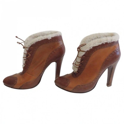 Pre-owned Alexander Mcqueen Brown Leather Ankle Boots