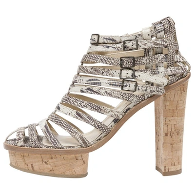 Pre-owned Opening Ceremony Python Print Leather Sandals In Brown